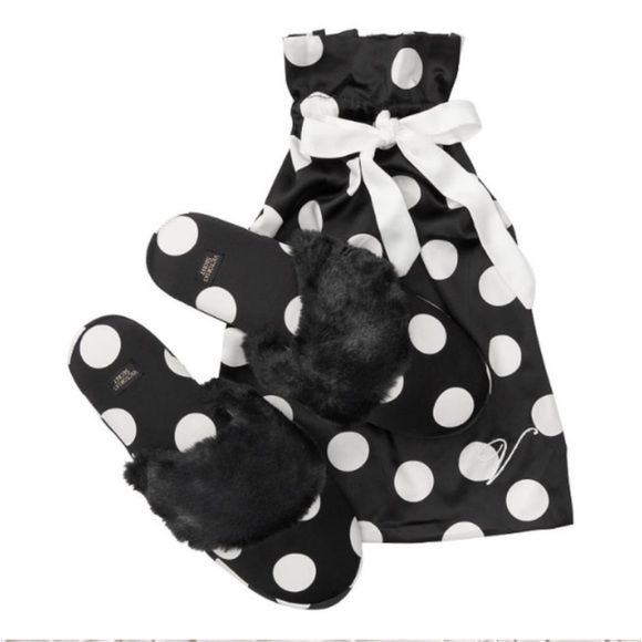 Victoria’s Secret stain polka dot Black and white slippers - Picture 1 of 16